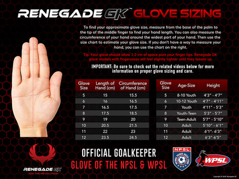 goalkeeper glove size chart comparison brands