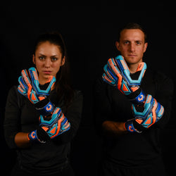 male and female goalkeeper wearing fury siege gk gloves