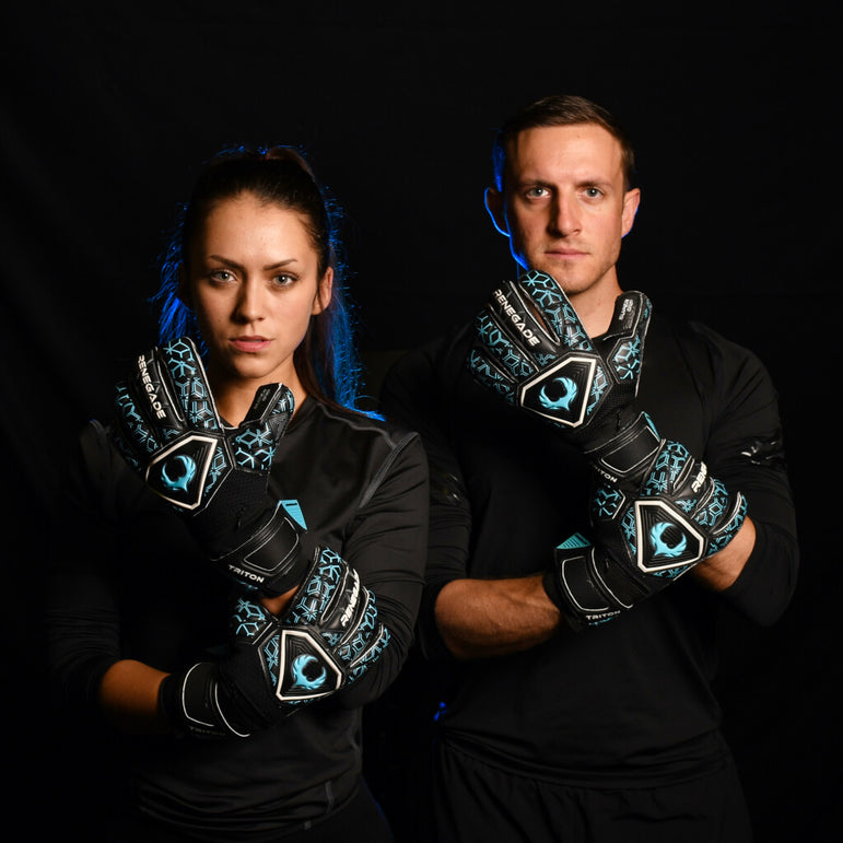male and female goalkeeper wearing triton specter